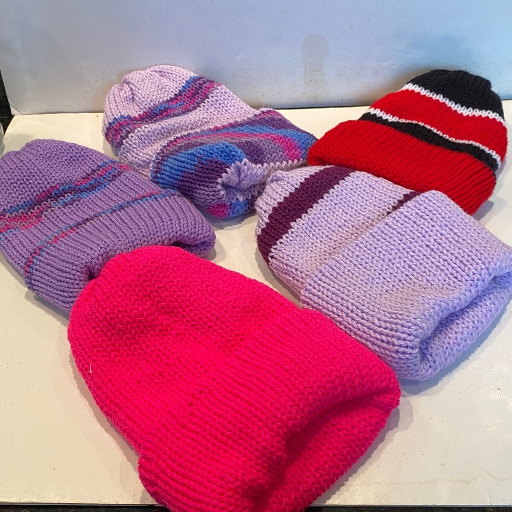 NWOT Hand-Knit Set of 5 Winter Hats